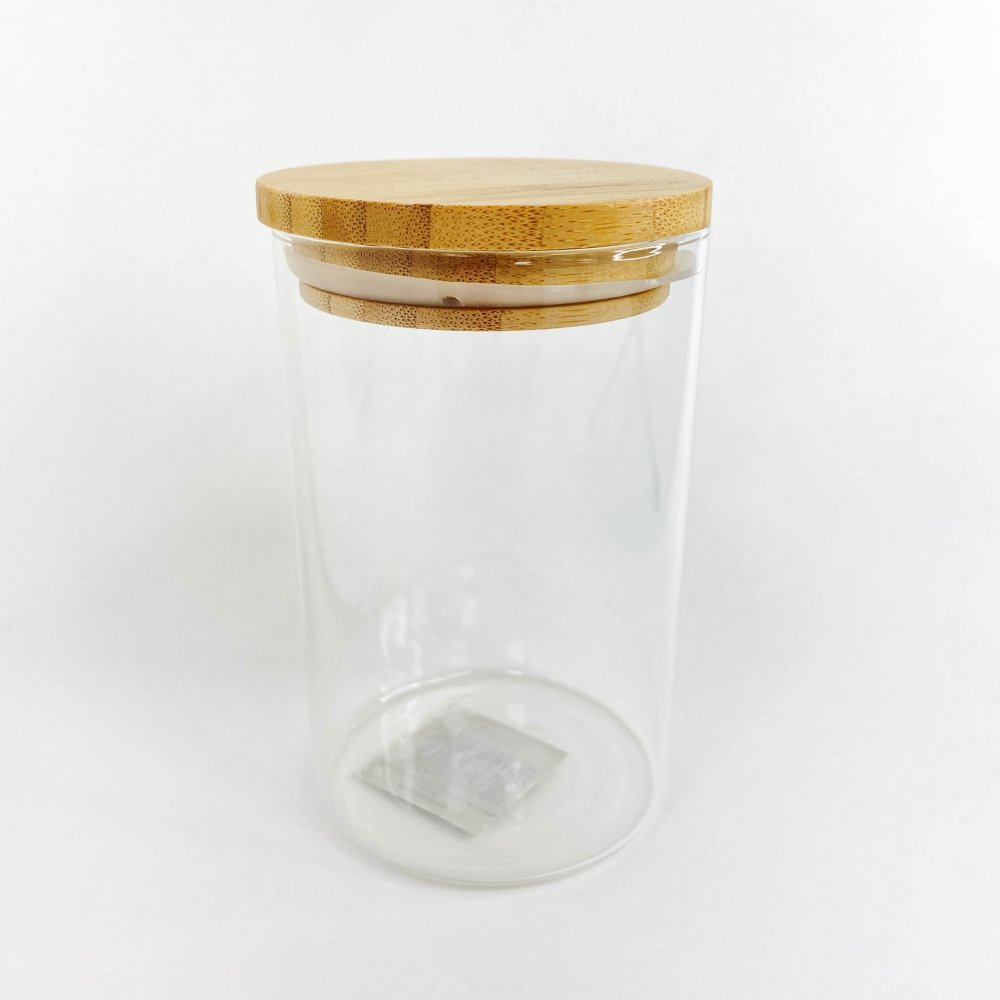 FRASCO VIDRIO CON TAPA BAMBOO 12,5 CM