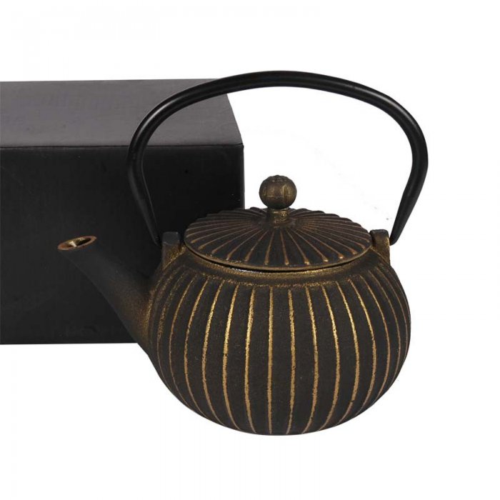 Tetera Hierro 500Cc Gajos Dorada Negra