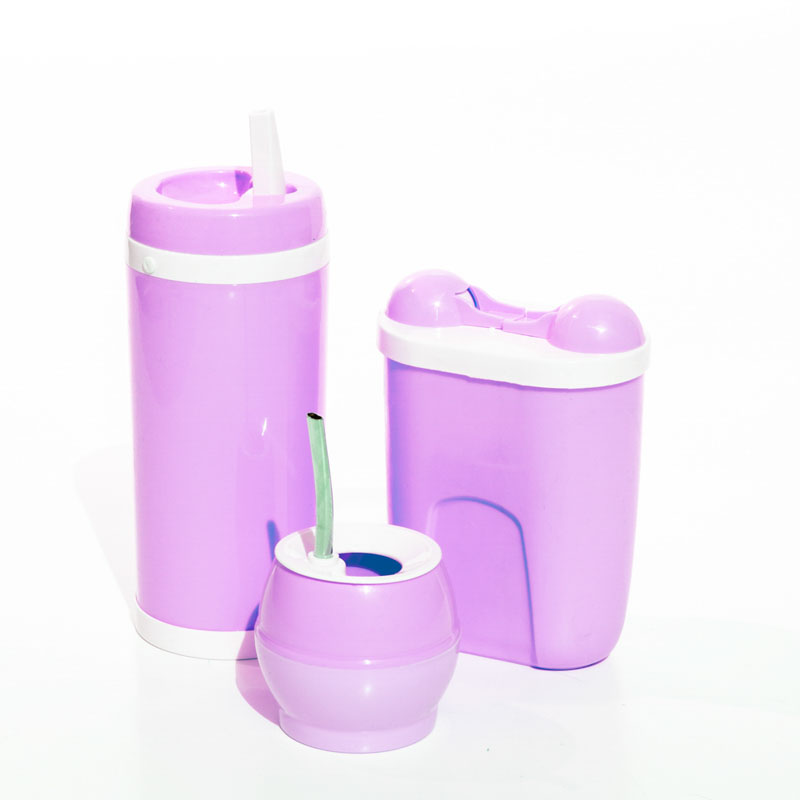 Kit Viajero Mate + Yerbera + Azucarera Lavanda Pastel