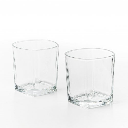 SET X 6 VASOS VIDRIO  BASE CUADRADO 295 ML