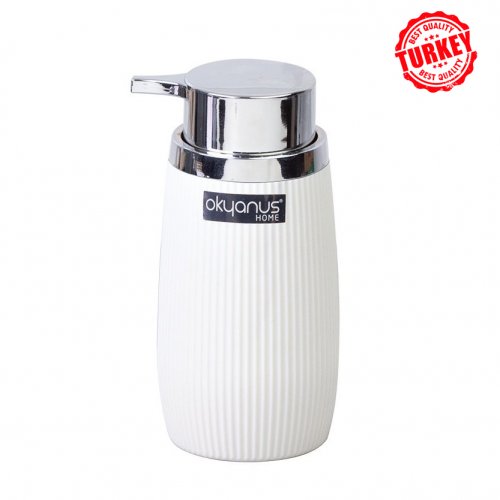 DISPENSER JABON LIQUIDO RAYADI BLANCO TAPA METAL