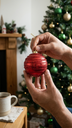 Pelota De Navidad X6  8Cm. Red