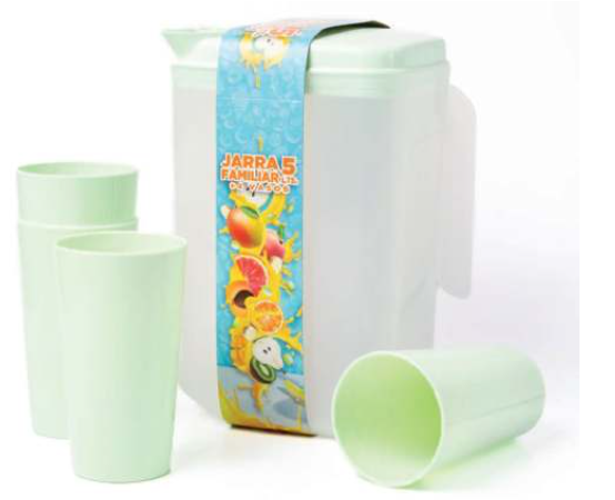 JARRA FAMILIAR 5 LITROS  4 VASOS  AQUA