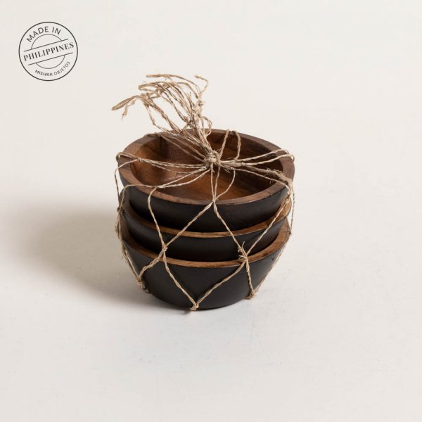 [4110715] Set De 3 Copetineros Conicos Acacia Manila Black 10 Cm