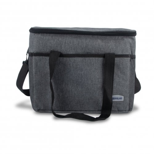 BOLSA TERMICA RECTANGULAR CON BOLSILLO GRIS OSCURO 26 ALTO X 32 LARGO X 26 ANCHO