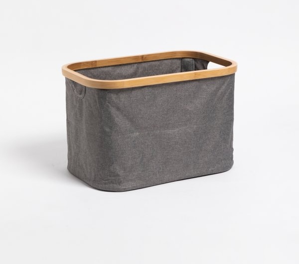 CESTO ORGANIZADOR GRIS BAMBOO 33X22X24CM