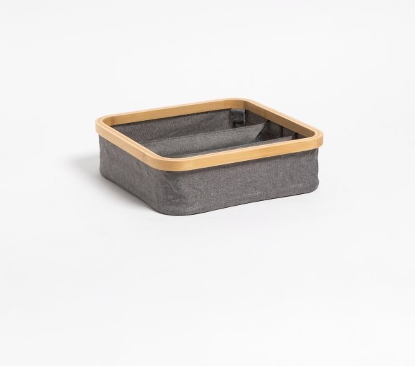 CESTO ORGANIZADOR GRIS BAMBOO X3 DIVISIONES 25 X 26 X 9 CM