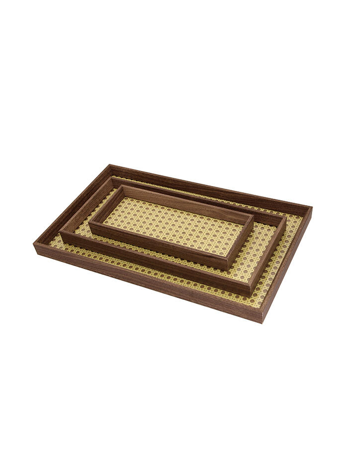 BANDEJA MADERA SET X3  MEDIDAS 12X28X3 CM, 18X38X3 CM Y 27X45X3 CM. BP322