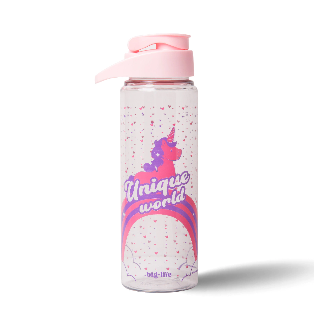 [331121] Botella De Hidratacion Unicornio Transparente Con Tapa Rosa 500Ml