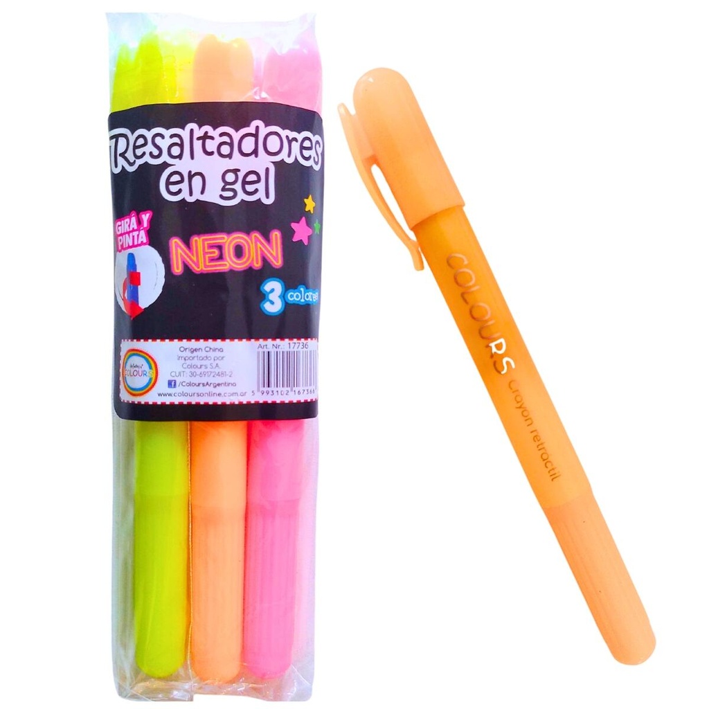 CRAYON RESALTADOR C/ AROMA EN GEL X 3 