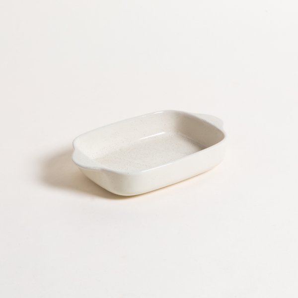 FUENTE RECTANGULAR DE CERAMICA PUNTITOS CREAM 22,5