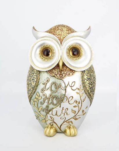 [413156] Buho 17 X11 X 26Cm Silver Gold