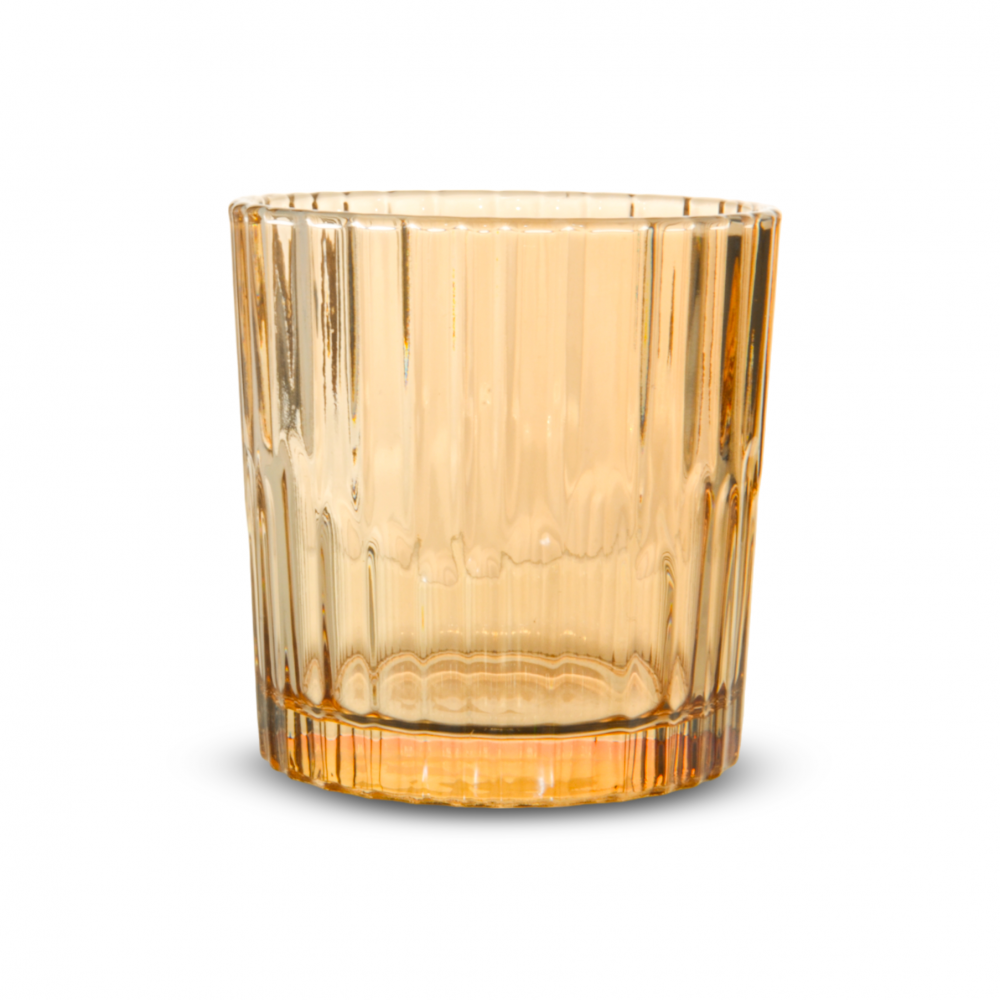 Set X6 Vasos Bajos Dorados Con Cuñas 8,2X8,8Cm 300Ml De Vidrio