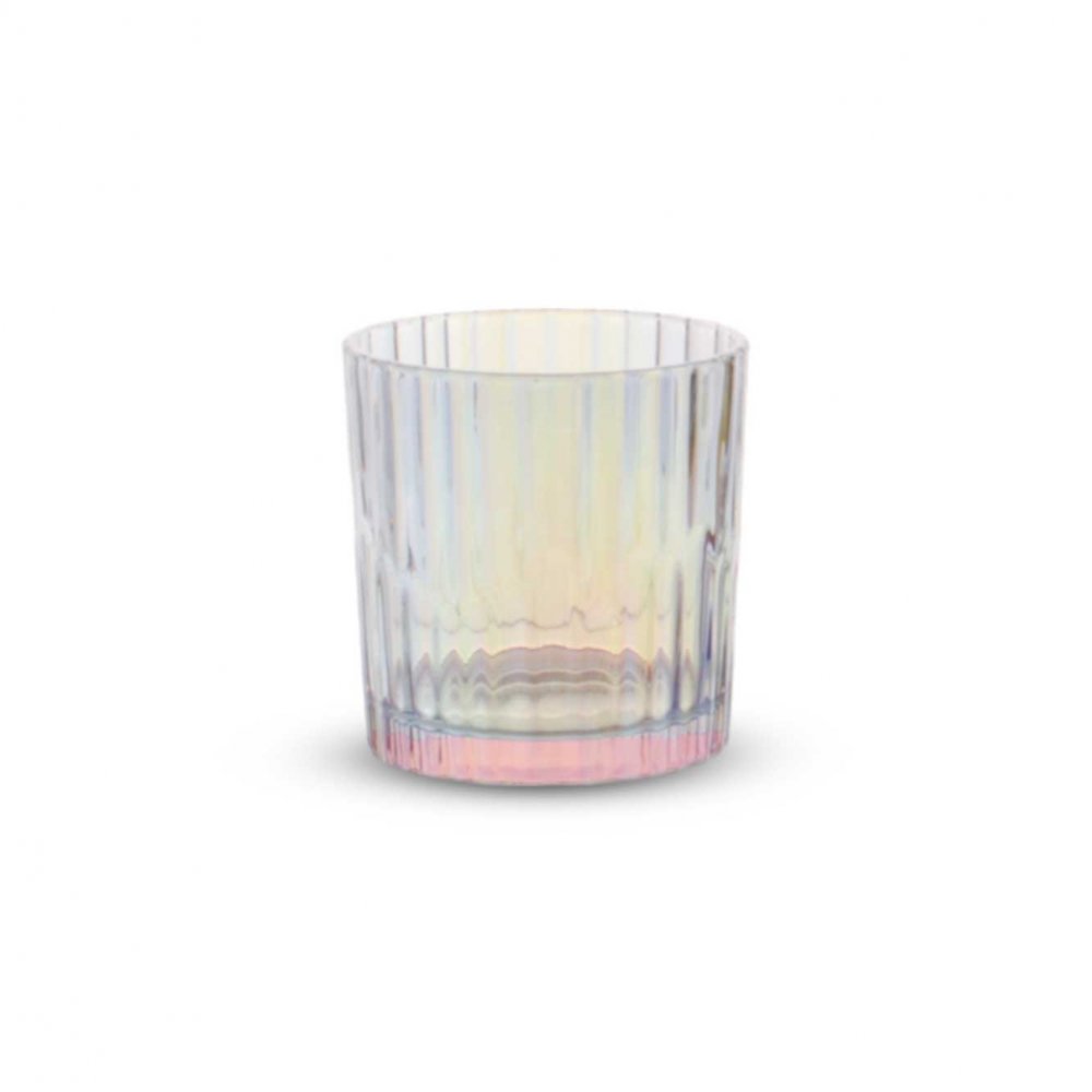 Set X6 Vasos Bajos Perlados Con Cuñas 8,2X8,8Cm 300Ml De Vidrio