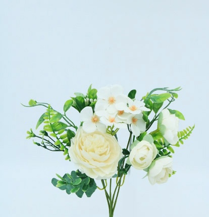 CABAGGE ROSE X 5 X 32CM WHITE