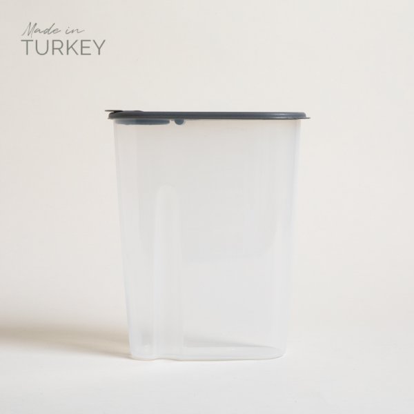 Recipiente Vertical Medidor Transparente Con Tapa Gris 2200 Ml