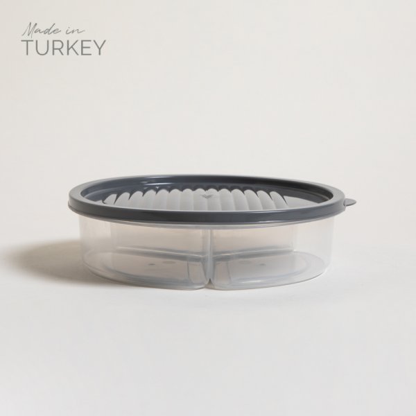 [4110929] Recipiente Redondo Con 3 Divisiones 1200 Ml