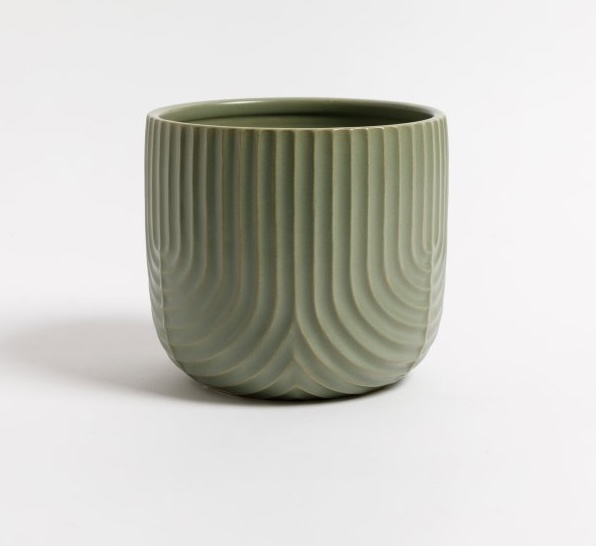 Portamaceta Rayas Ceramica Verde 16 X 16 Cm