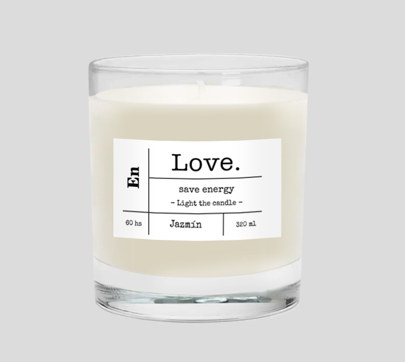 VELA LOVE AROMA JAZMIN ENVASE VIDRIO 8,5 X 7,5 CM / 320 ML