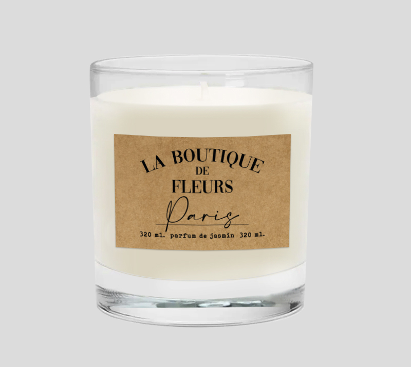 VELA  FRANCIA MON AMOUR -LA BOUTIQUE DE FLEURS - AROMA JAZMIN. ENVASE VIDRIO 8,5 X 7,5 CM / 320 ML - VETEN320