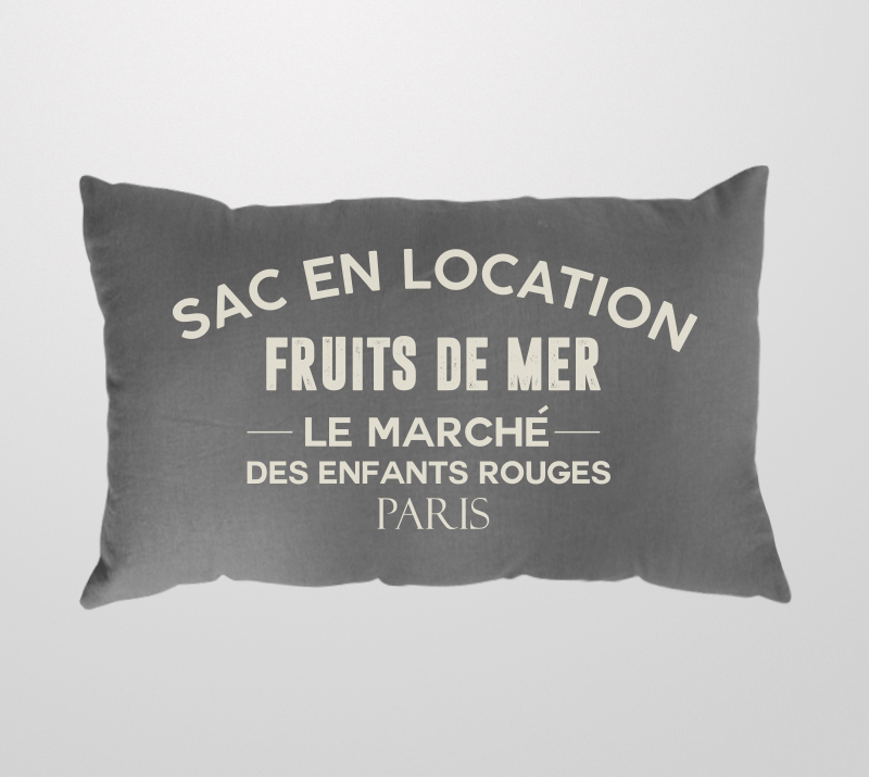 FUNDA FRANCIA MON AMOUR -FRUITS DE MER- GRIS 70X50 CM. - RELLENOS 70 x 50