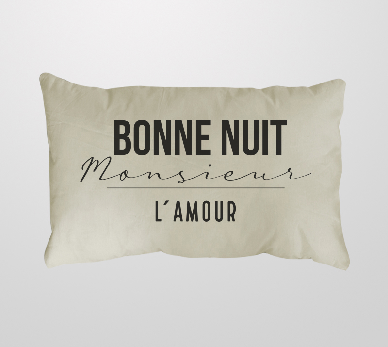 FUNDA FRANCIA MON AMOUR -BONNE NUIT MONSIEUR- NATURAL 70X50 CM. - RELLENOS 70 x 50