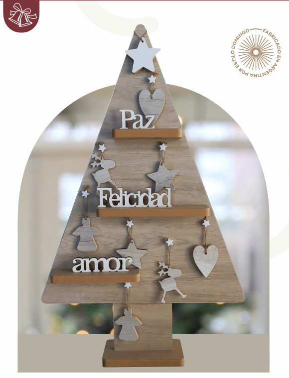 ADORNO DE PINO CON REPISAS Y FIGURAS 78 CM ESTILO DOMINGO 