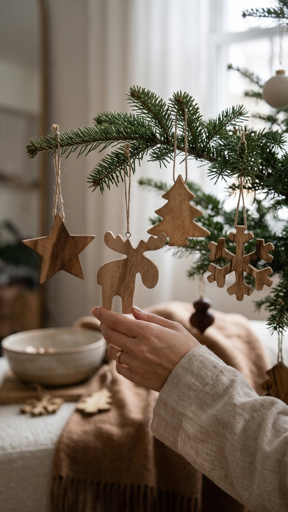 [131179] Adorno Navideño Para Colgar De Madera 10 Cm