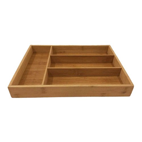 [256244] Cubiertero Rectangular Con 4 Divisiones De 33X25Cm De Bamboo