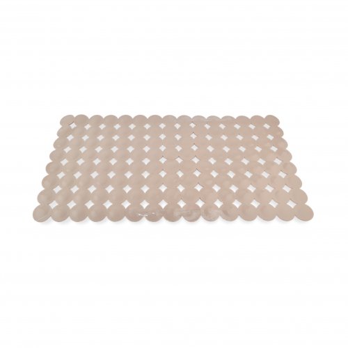 ALFOMBRA PARA BAÑERA RECTANGULAR CON CÍRCULOS CRAQUELADO 35 X 67 CM PVC BEIGE