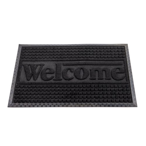 FELPUDO 40 X 60 CM POLYESTER Y GOMA CON BORDE WELCOME CON PUNTOS NEGRO