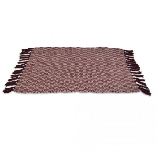 ALFOMBRA ALGODÓN 50 X 80 CM BORDO LISA CON PANAL BLANCO