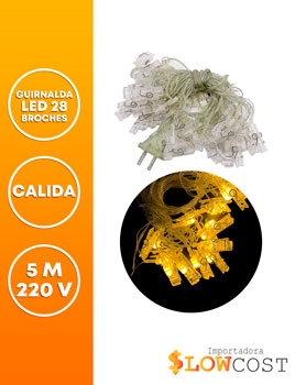 GUIRNALDA LED 28 LUCES 5 M BROCHE 220V CALIDO