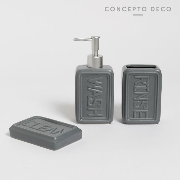 SET DE BAÑO X3 CERAMICA WASH GRIS