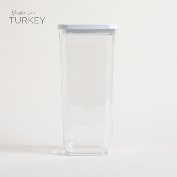 [4111160] Recipiente Cuadrado Transparente Tapa Blanca 1700 Ml