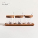 Set X 3 Recipientes Redondos Acrilico Tapa De Madera 29X10 Cm