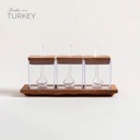 Set X 3 Recipientes Cuadrados Acrilico Tapa De Madera 26X11 Cm