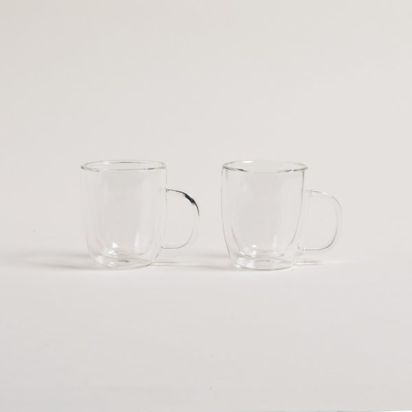 SET X 2 MUGS DOBLE VIDRIO 120 ML