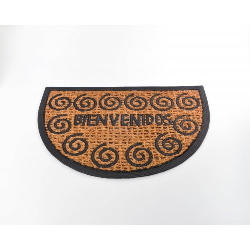 [380242] Felpudo De Goma Con Coco Rulos Y Bienvenidos 40X60Cm 1/2 Punto
