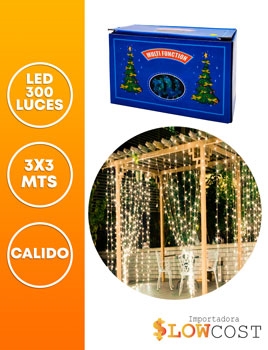 [42069] CORTINA LED 300 LUCES 3 X 3 M CALIDO