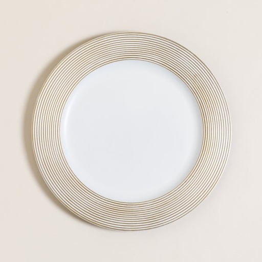 [4111184] PLATO DE SITIO WHITE & GOLD RAYAS 33 CM