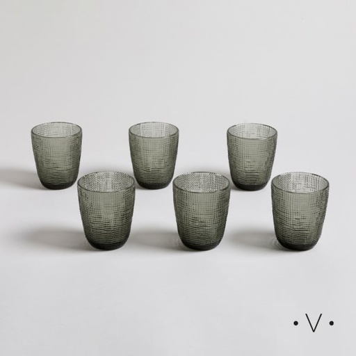 [4112769] SET X 6 VASOS SELMA GREY 330 ML VASSA HOME