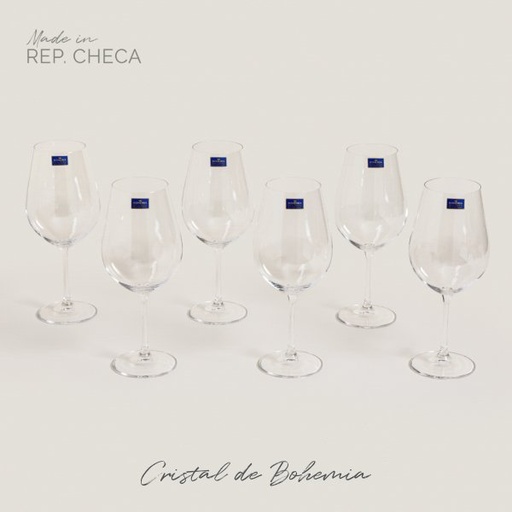 [4112830] SET X 6 COPAS DE CRISTAL DE BOHEMIA SARAH 690 ML