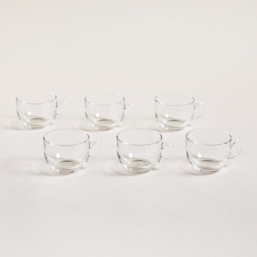 [4112988] SET X 6 POCILLOS DE CAFÉ DE VIDRIO EDIRNE LISO 165