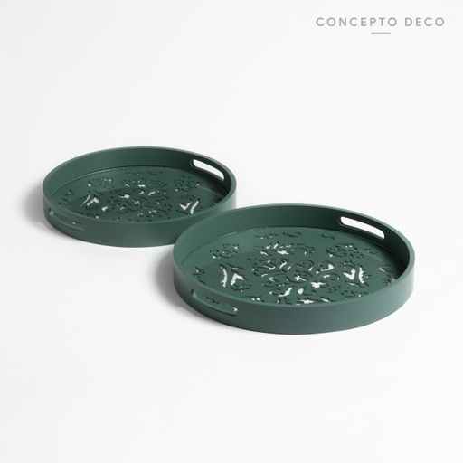 [1650130] BANDEJA CALCUTA SET X2 G:32DIAM C:30DIAM VERDE OSCURO