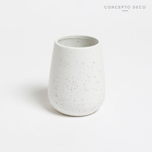 [1650146] PORTACEPILLO GRANITO REDONDO 11CM BLANCO