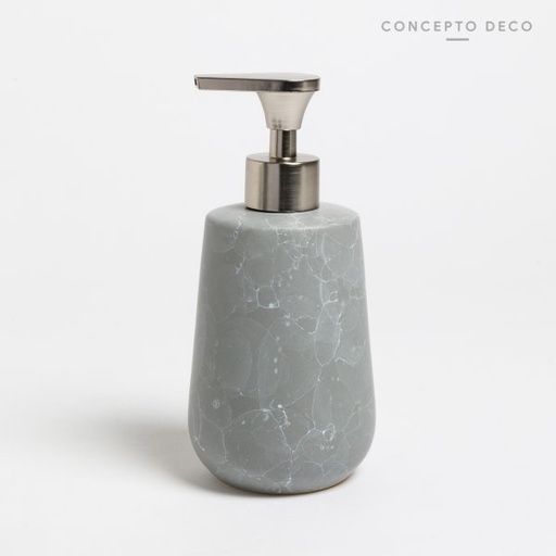 [1650154] DISPENSER CERAMICA SIMIL MÁRMOL REDONDO 19CM GRIS