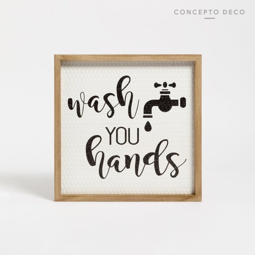 [1650220] CUADRO MADERA ESTERILLA WASH YOUR HANDS 30X30X2CM