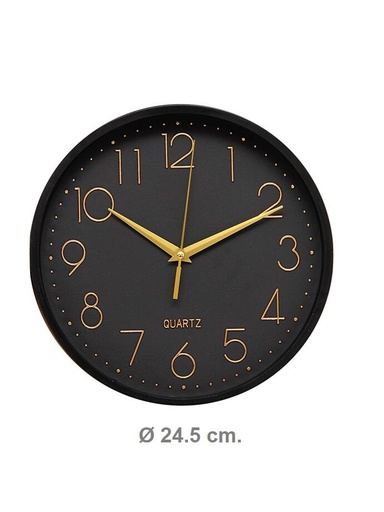 [141407] RELOJ PARED NEGRO 24.5 CM RL2510