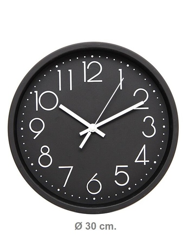 [141412] RELOJ PARED NEGRO 30  CM RL3013